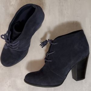 Size 8 Bjorndal Blue Suede Lace Up Heels